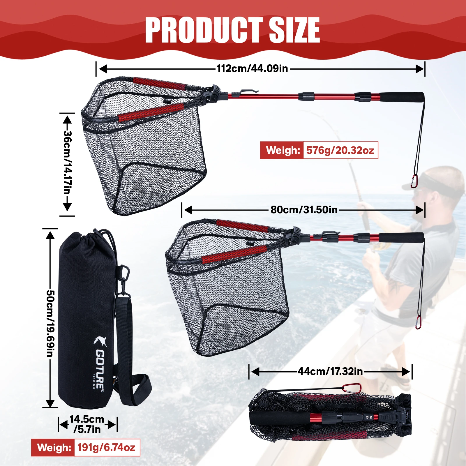 Goture Folding Fishing Brail N - огляд і ціна Fish Net Handle