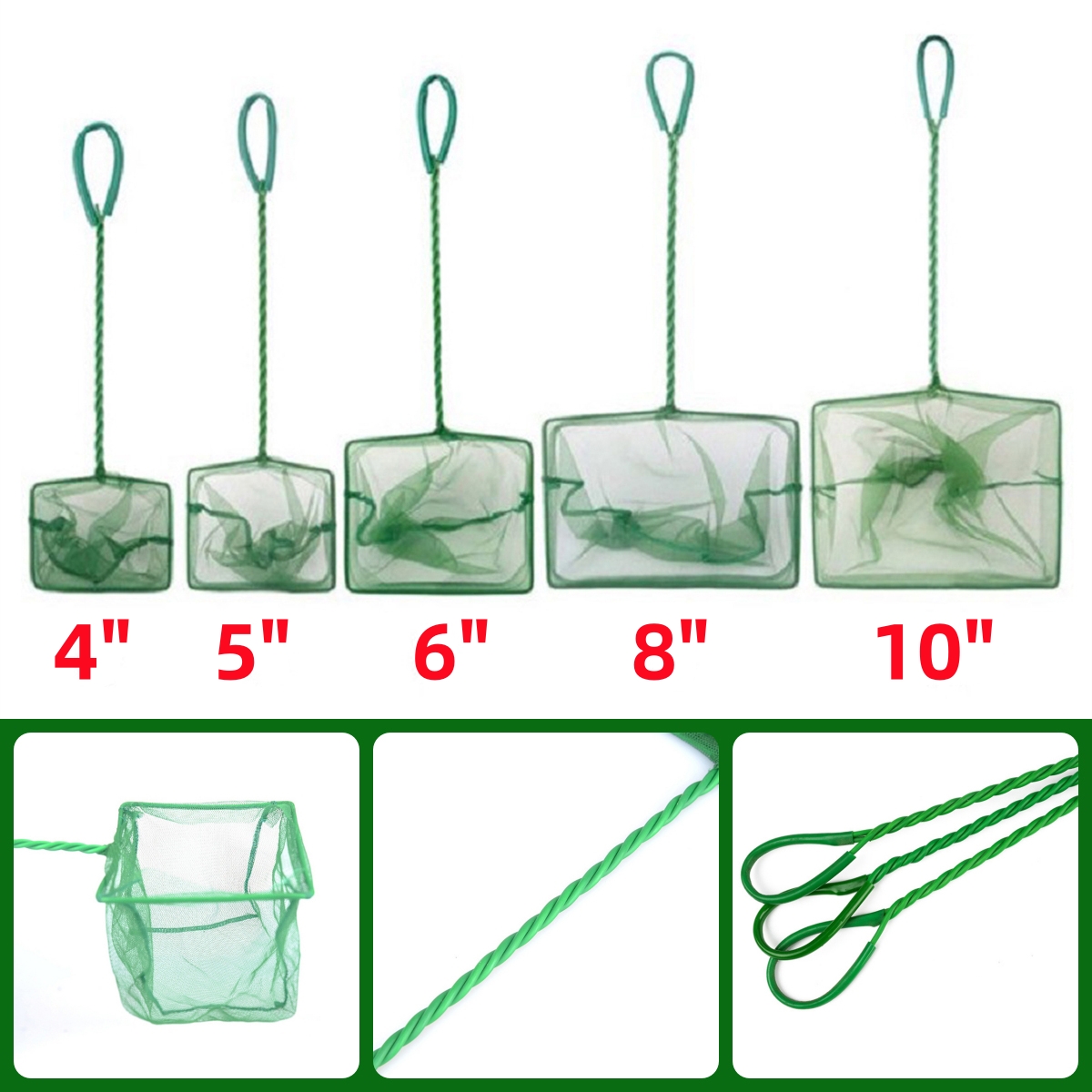 3~10 Inch Portable Nylon Green - огляд і ціна Fish Net Handle
